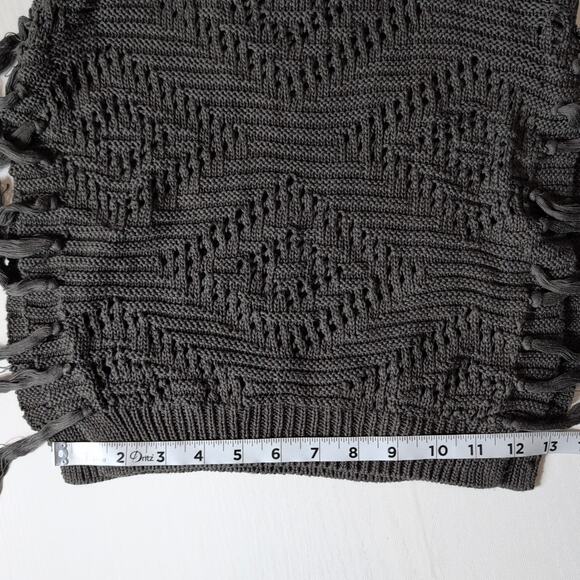 Autumn Cashmere Gray Knit Tank Fringe Sweater Vest Sleeveless Boho Womens S - Picture 7 of 11